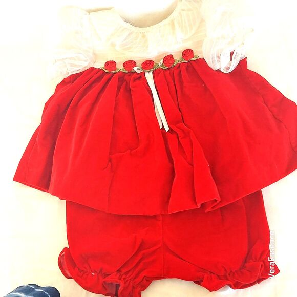 Vtg 90s Expressions Holiday Dress w/ Bloomers 3-6 Months Retro Christmas - Picture 6 of 6